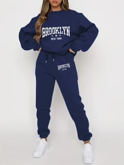 Dámská zimní podzimní souprava mikina s kapucí a kalhoty street hip hop casual - náhled 4
