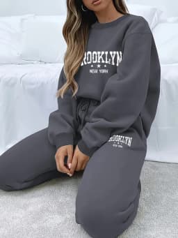 Dámská zimní podzimní souprava mikina s kapucí a kalhoty street hip hop casual - náhled 7
