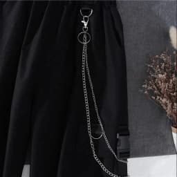 Ženské Harajuku cargo kalhoty s řetízkem a top s dlouhým rukávem se stuhou dvoudílný set - náhled 7