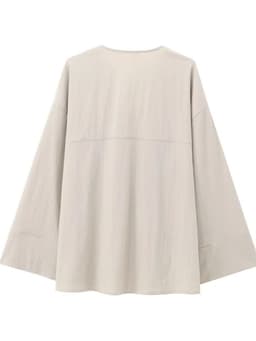 Dámská móda 2024 Dvoudílný set texturovaný kimono top s V výstřihem a elastické kalhoty v pase - náhled 3
