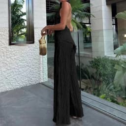 Dámská souprava halter top a kalhoty letní kancelářský jednobarevný outfit - náhled 7