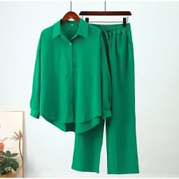 Dvoudílný set široké nohavice a top pro ženy boho vintage maxi podzim casual streetwear outfity Y2K - náhled 3
