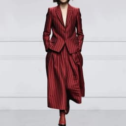 Dámský blazer set sako a kalhoty proužkované vintage volný střih široké nohavice - náhled 3