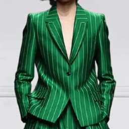 Dámský blazer set sako a kalhoty proužkované vintage volný střih široké nohavice - náhled 4