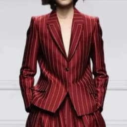 Dámský blazer set sako a kalhoty proužkované vintage volný střih široké nohavice - náhled 6