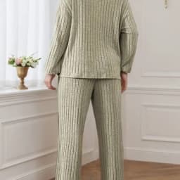 Dvoudílný set s límcem se zipem a širokými nohavicemi jemný k pokožce trendy pro každodenní nošení - náhled 7