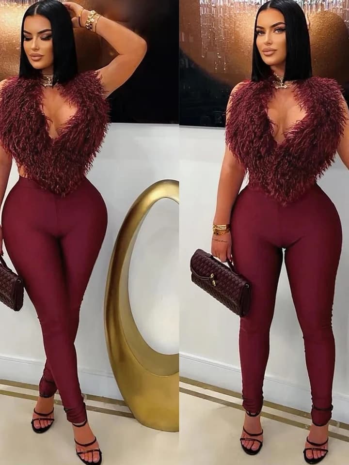 Dámský dvoudílný sexy set vesty s halterem a kalhotami s vysokým pasem tmavě černý