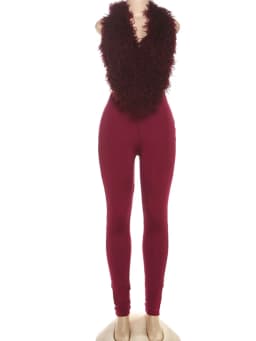 Dámský dvoudílný sexy set vesty s halterem a kalhotami s vysokým pasem tmavě černý - náhled 7