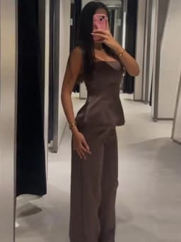 Saténové 2-dílné sety pro ženy Elegantní top bez ramínek a široké kalhoty - náhled 6