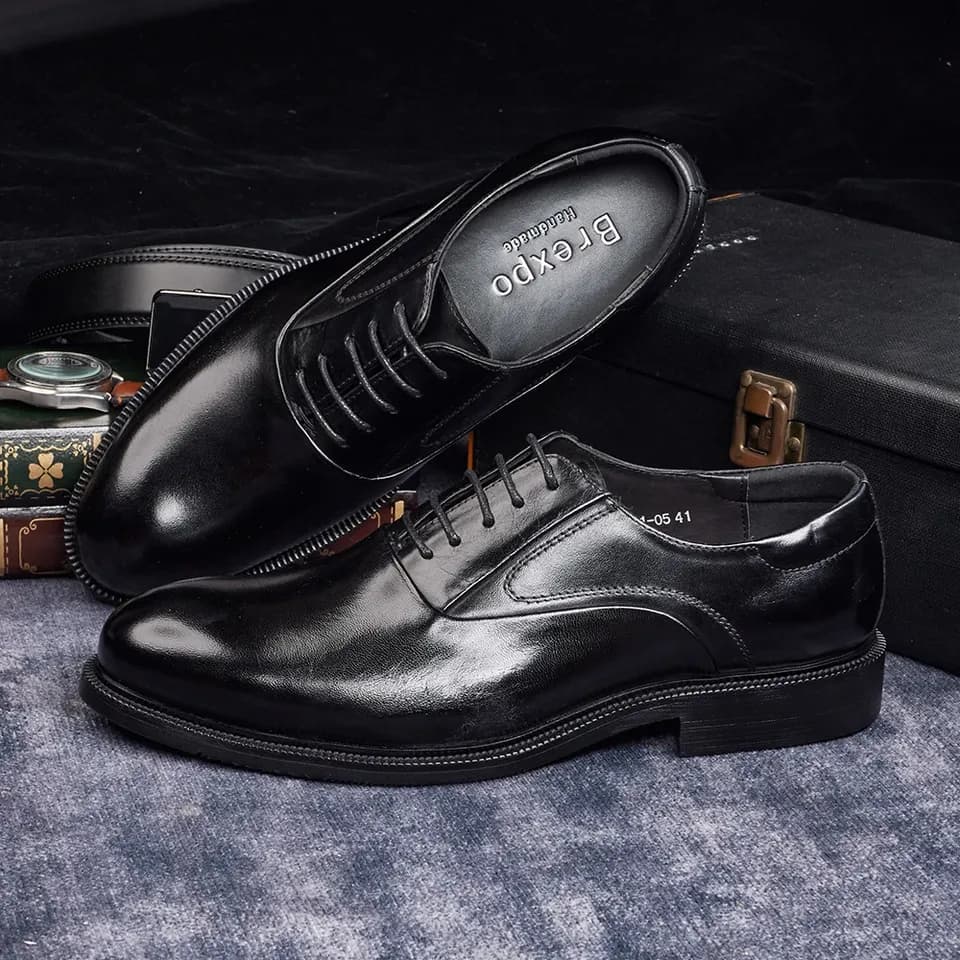 Pánské formální kožené boty Oxford hnědé pro kancelář a slavnostní příležitosti 2025