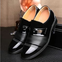 Pánské formální slip-on boty lakovaná kůže špičatý Oxford do práce velká velikost - náhled 3