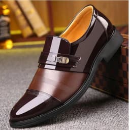 Pánské formální slip-on boty lakovaná kůže špičatý Oxford do práce velká velikost - náhled 5