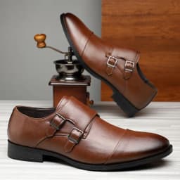 Pánské formální boty Monk Strap - černé a hnědé na svatbu a do práce - náhled 2
