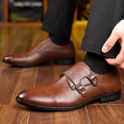 Pánské formální boty Monk Strap - černé a hnědé na svatbu a do práce - náhled 5