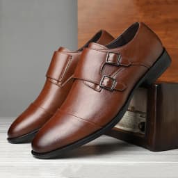 Pánské formální boty Monk Strap - černé a hnědé na svatbu a do práce - náhled 6