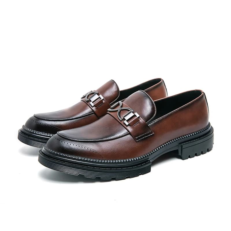 Pánské zimní kožené společenské boty loafers britský styl pro kancelář i svatbu