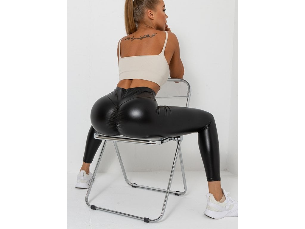 PU kožené Dámské legíny Sexy černé