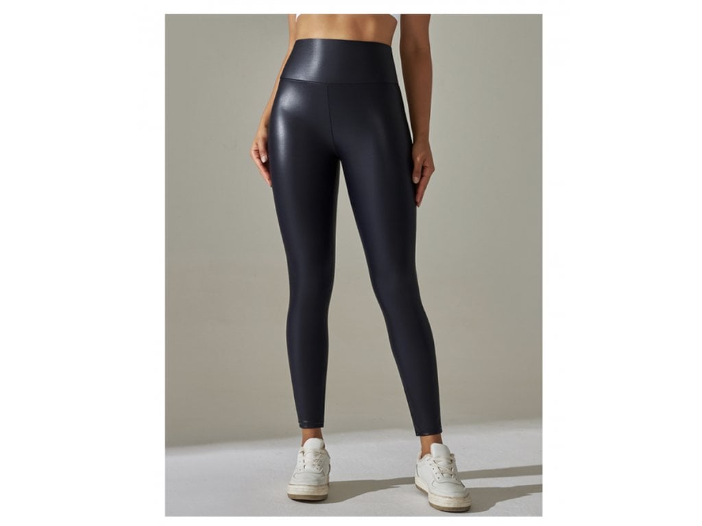 PU kožené Dámské legíny Sexy navy