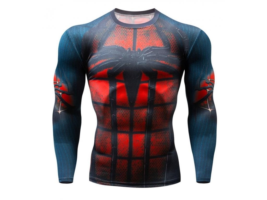 Sportovní Fitness Tričko Spiderman s dlouhým rukávem