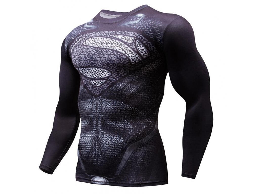 Sportovní Fitness Tričko Superman s dlouhým rukávem