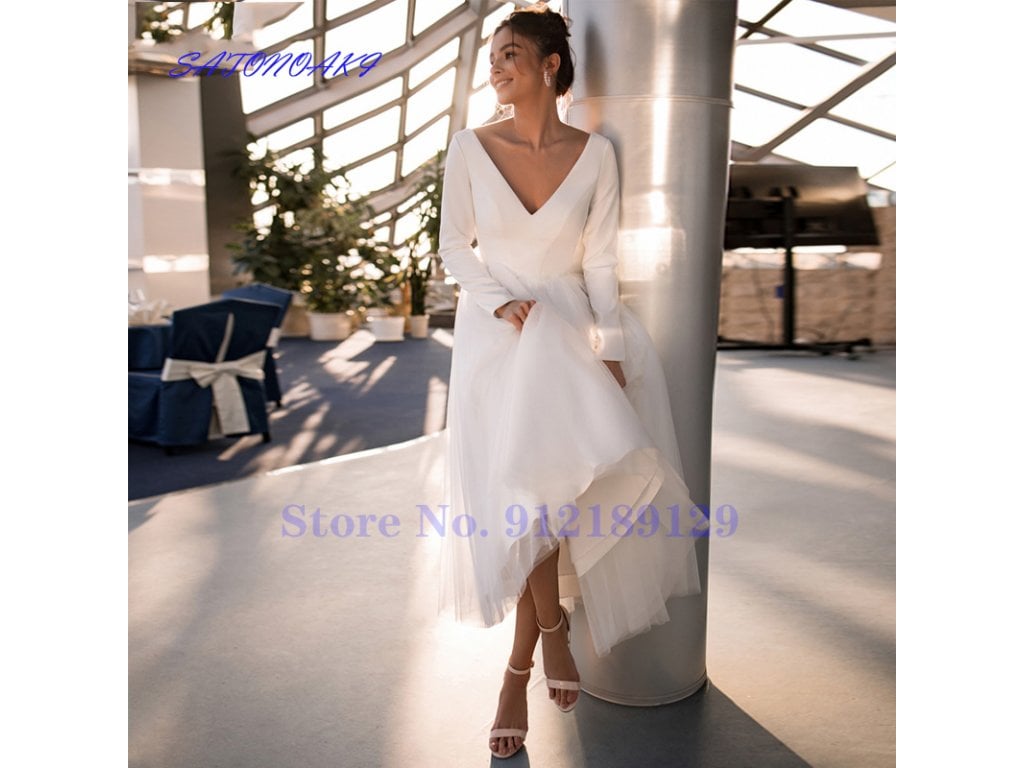 Elegantní bílé Krátké svatební šaty