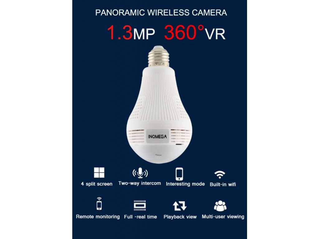 Bezdrátová panoramatická bezpečnostní kamera Skrytá kamera WiFi audio 360