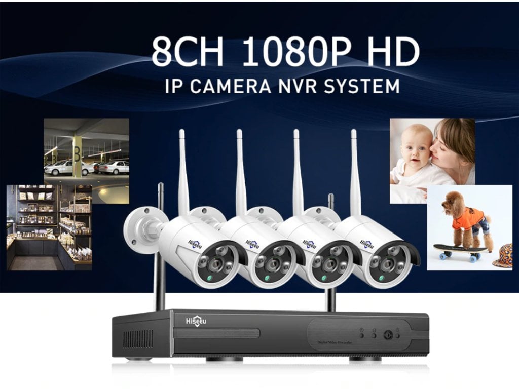 Bezpečnostní kamerový systém 1080P Wifi 4x Kamera zvukový záznam 2MP