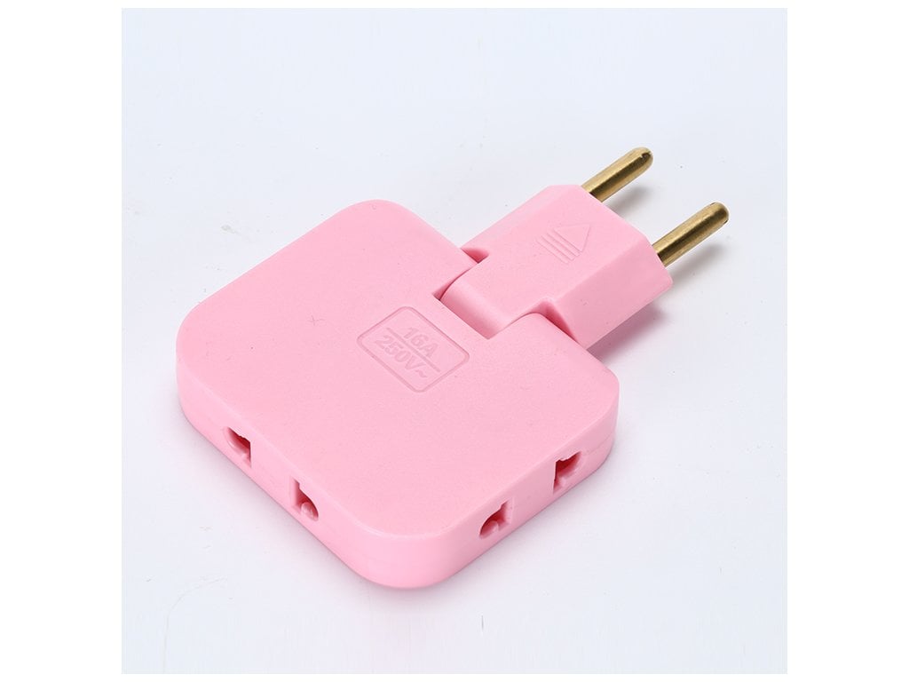 Prodlužovací elektrická zásuvka otočná zásuvka růžová