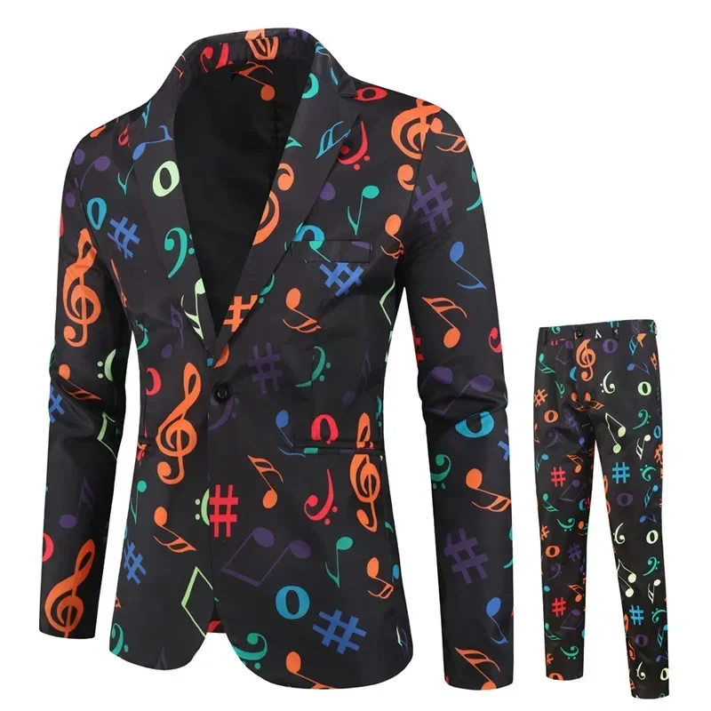 Men's Christmas Suit 2-Piece Jacket Pants Set Holiday Blazer Red Green Blue Black S-4XL