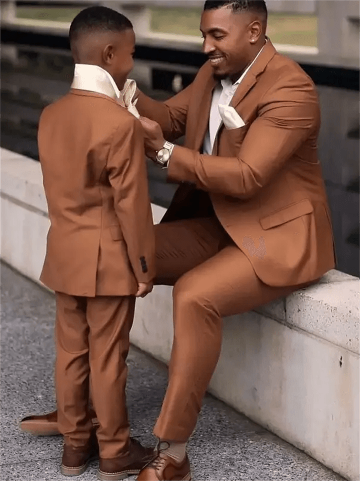 Men's Dark Brown 2-Piece Formal Suit Set Wedding Tuxedo Business Party Jacket Pants