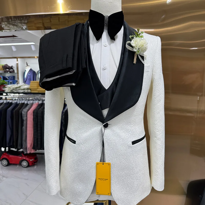Men's 3-Piece Wedding Suit Formal Dress Tuxedo Groom Business Elegant Classic Fit