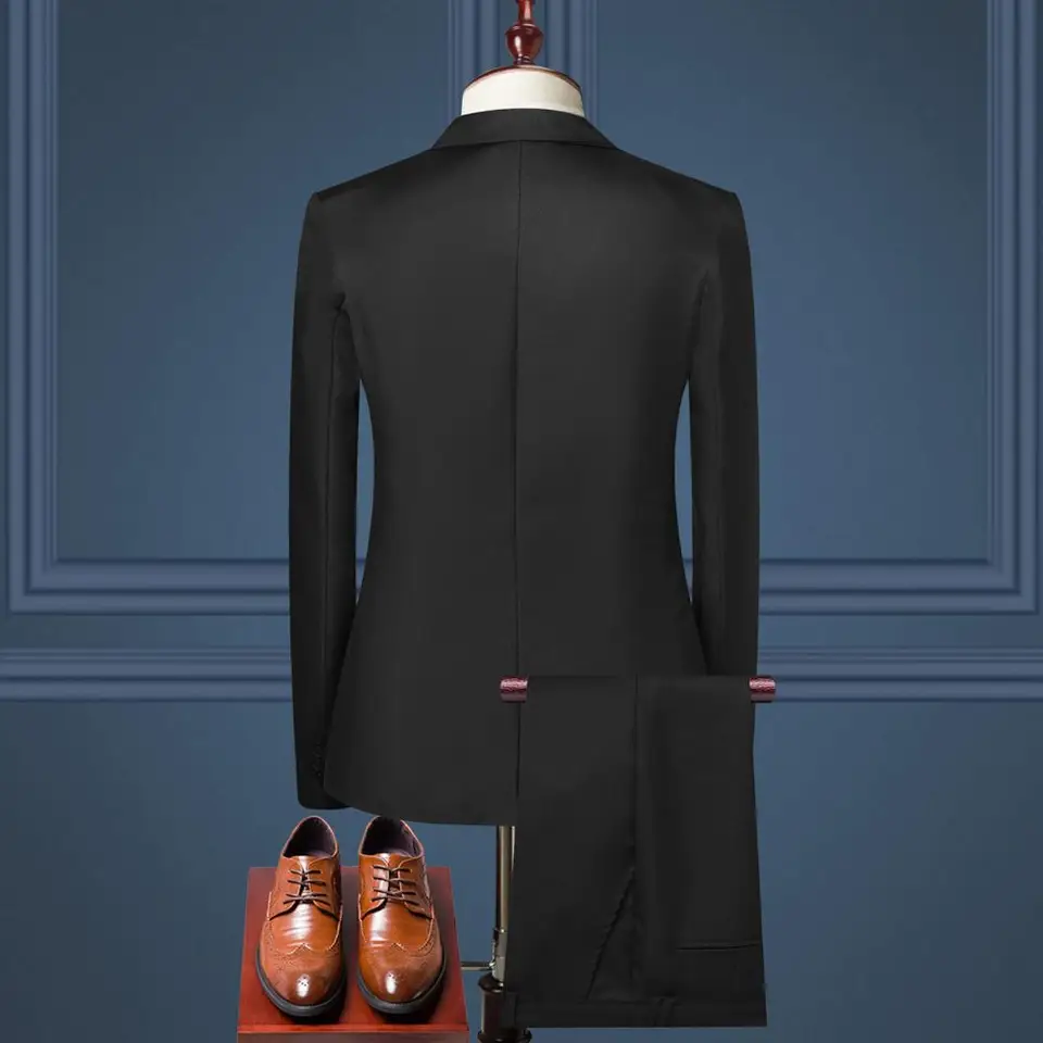 Men's 3D Slim Fit Business Suit Set - Single Breasted Jacket & Pants for Professional Wear