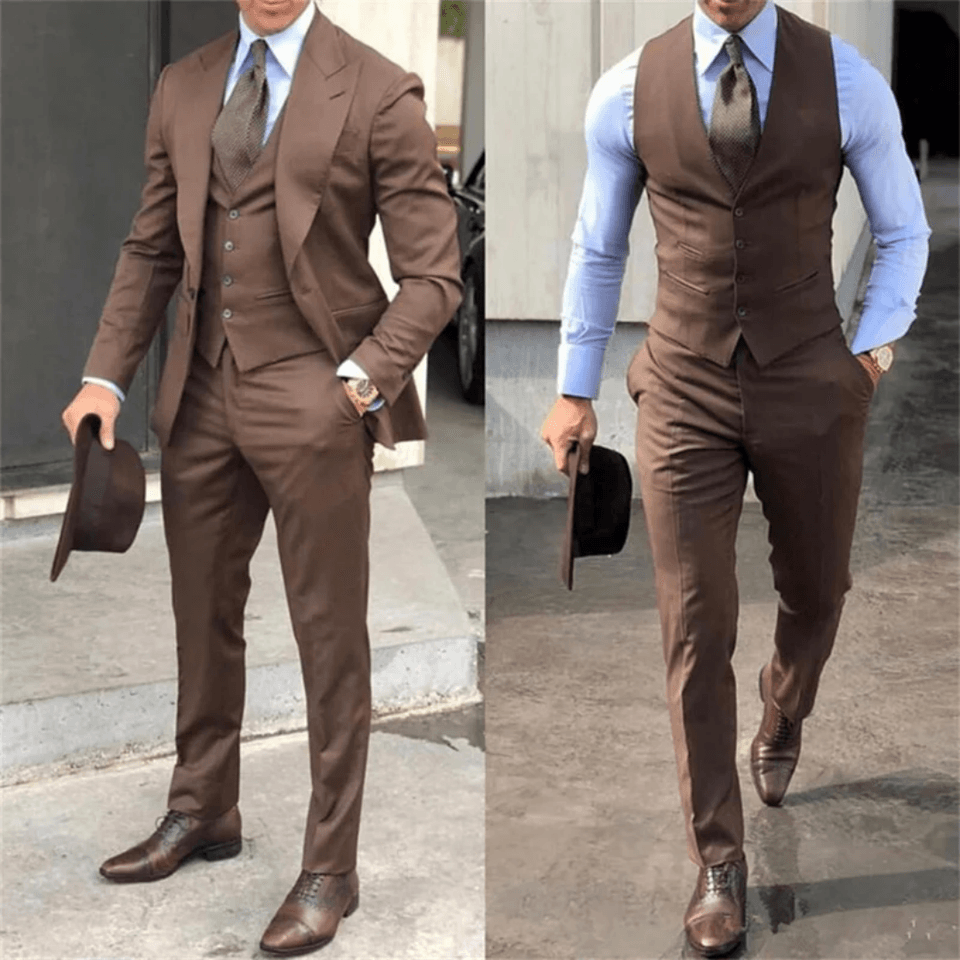Black 3-Piece Men's Suit Set - Classic Tuxedo with Peak Lapel for Wedding & Business