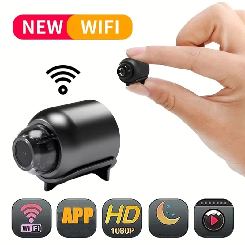 Mini 1080P HD bezdrátová bezpečnostní kamera s nočním viděním, detekcí pohybu, přenosná sledovací kamera