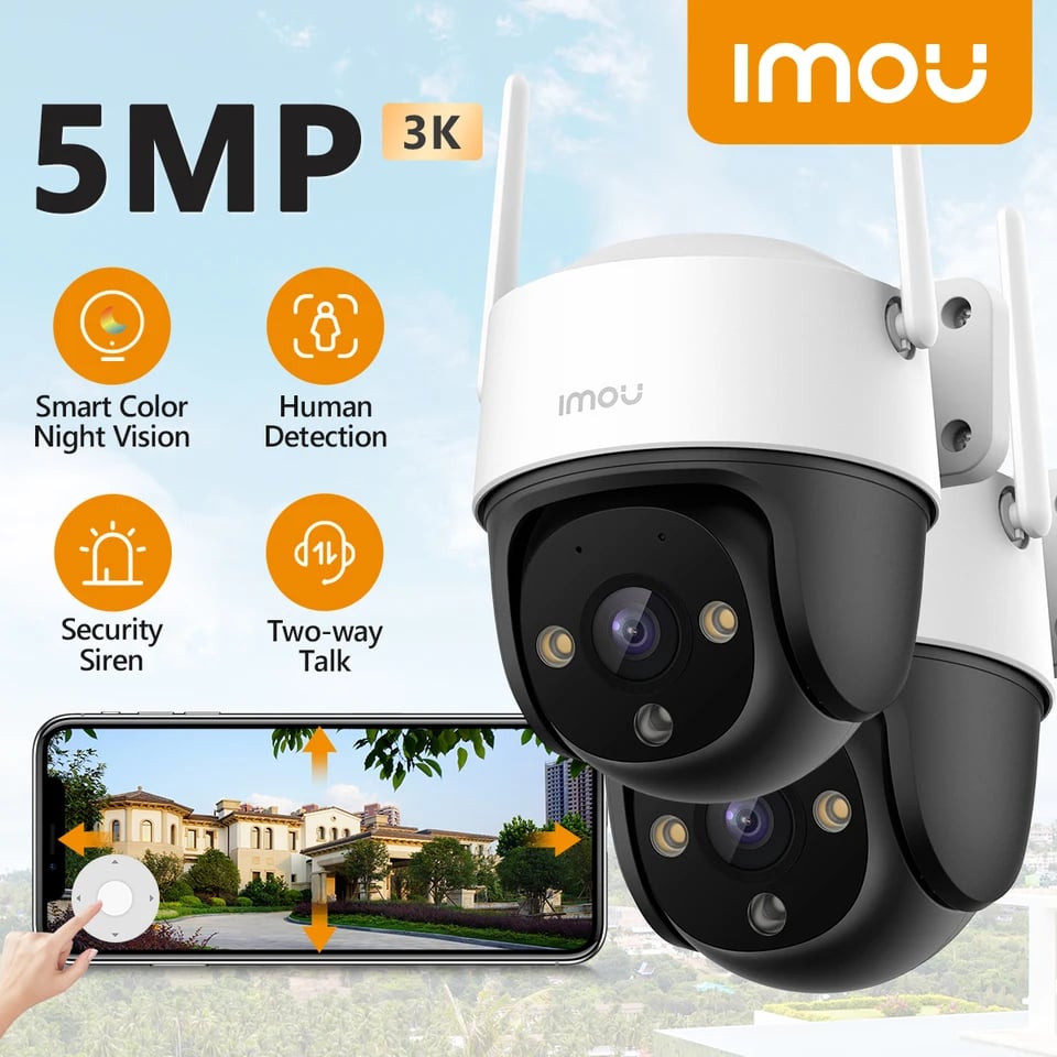 5MP venkovní PTZ WiFi bezpečnostní kamera IP66 vodotěsná noční vidění AI detekce osob 2 kusy