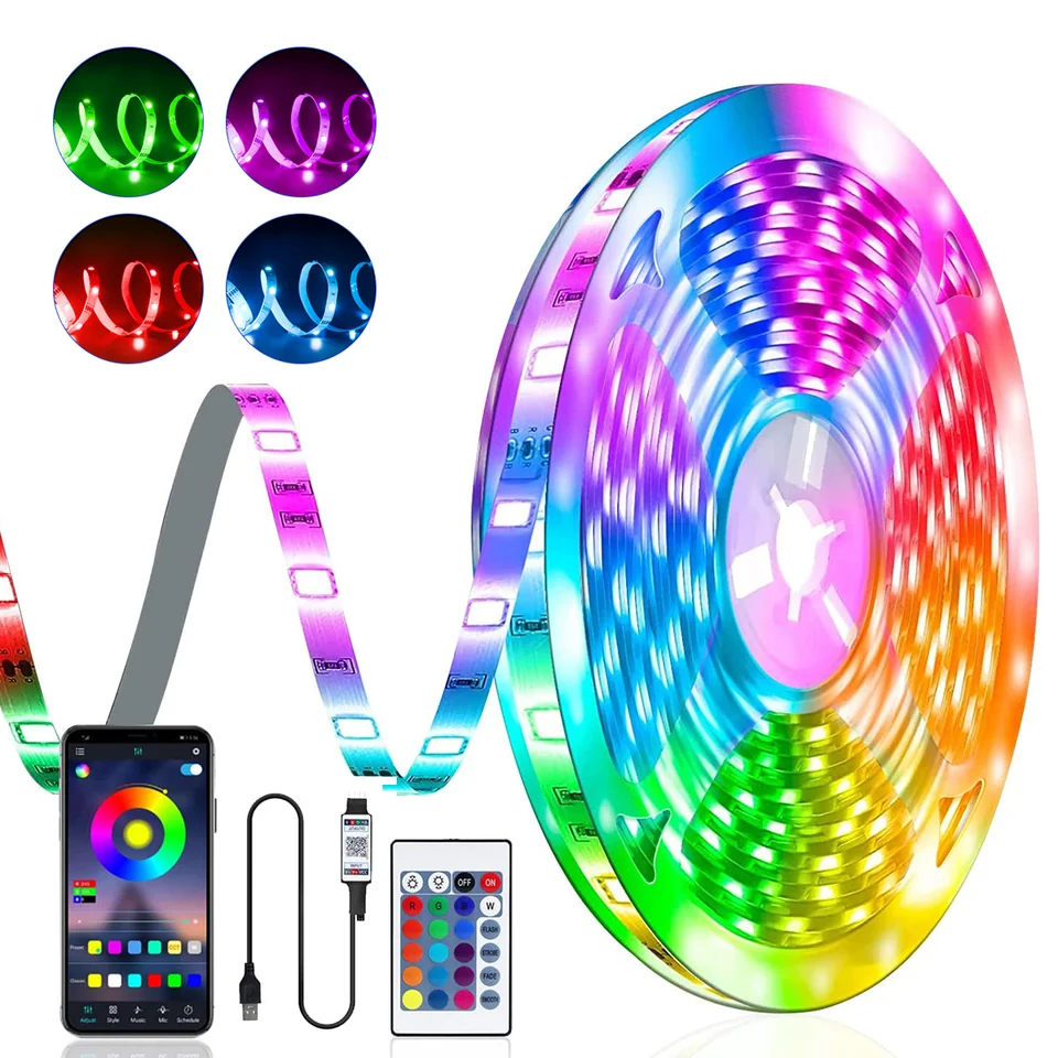 RGB LED pásky 5V 1M-30M Hudební synchronizace Barva Měnící 16 milionů barev Párty Domácí dekorace