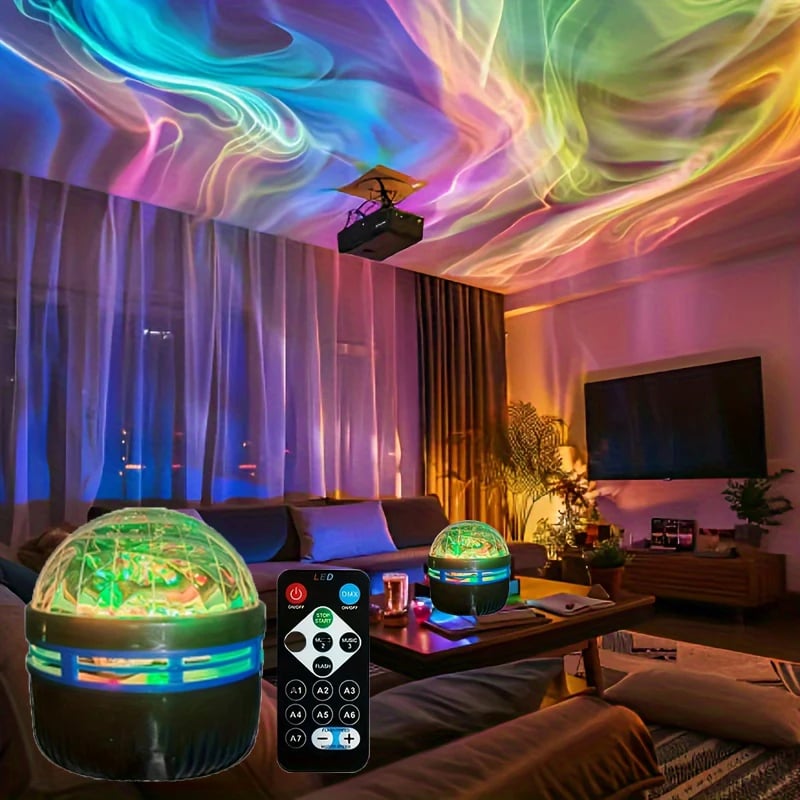 LED noční světlo s projektorem Galaxy RGB, 7 režimů, dálkové ovládání, automatické otáčení, dětský pokoj, dekorace na párty