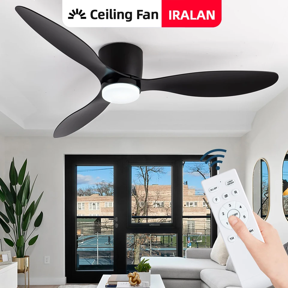 42/52 palcový stropní ventilátor s LED světlem, dálkové ovládání, časovač, vysoký průtok vzduchu, obývací pokoj, ložnice