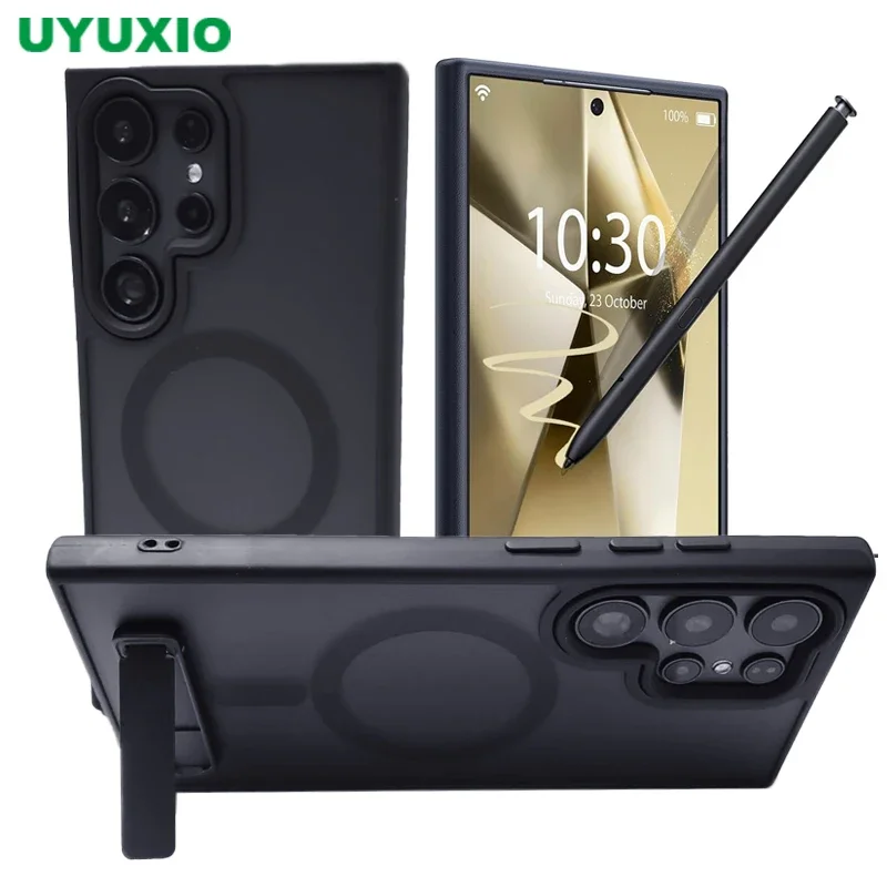 Magnetický kryt na telefon s stojánkem pro Samsung Galaxy S25 S24 S23 Ultra S22 Plus