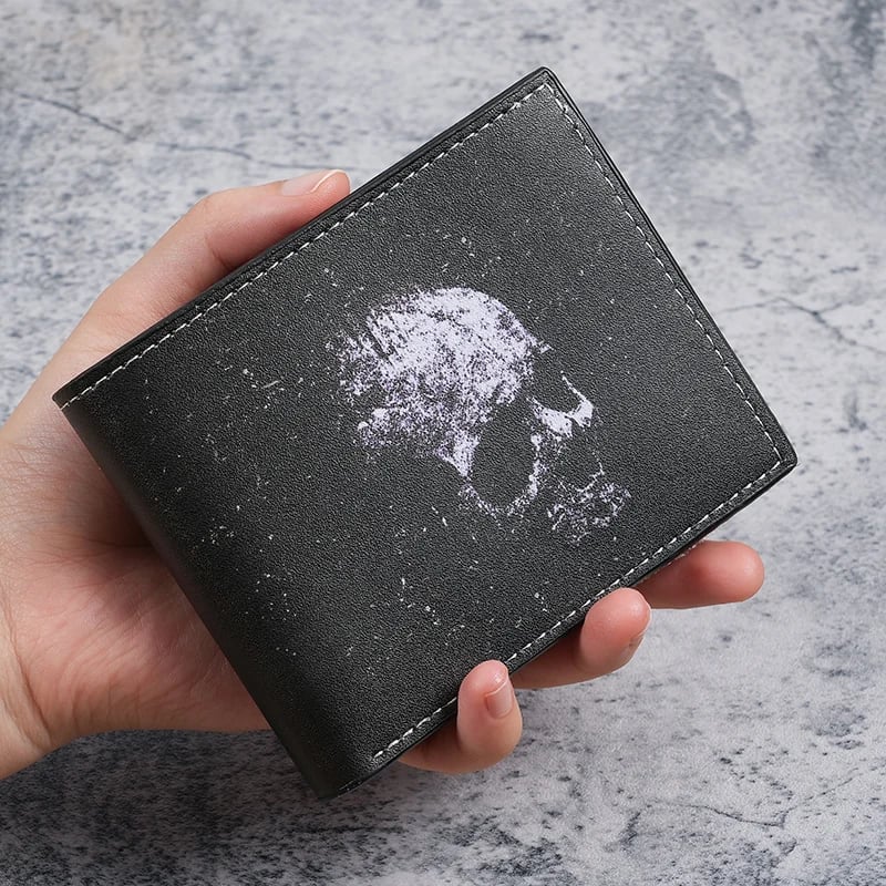 Lebka Tisk Krátká peněženka Retro Gothic Mincová peněženka pro muže a ženy Kompaktní Bifold