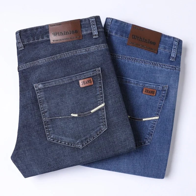 Pánské džíny regular fit rovný střih business casual elastické celoroční kalhoty