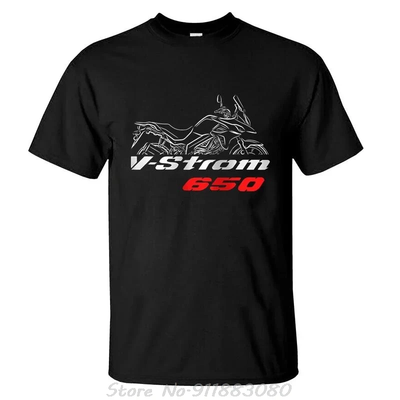 Pánské bavlněné tričko s motocyklovým potiskem V-Strom 650 oversize letní casual