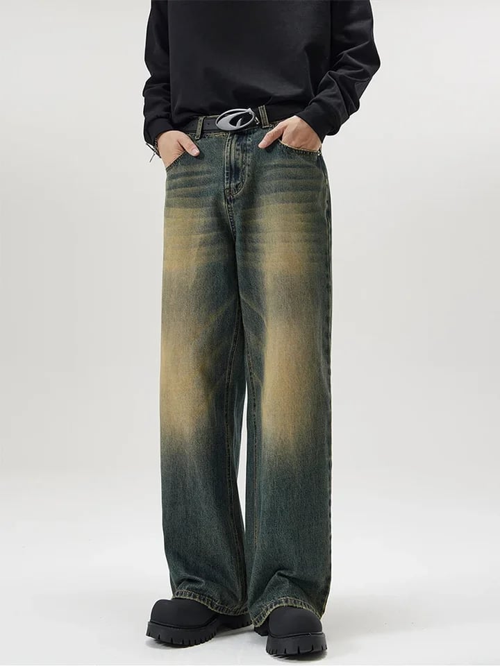 Pánské vintage džíny volného střihu 4 barvy streetwear denim kalhoty straight fit