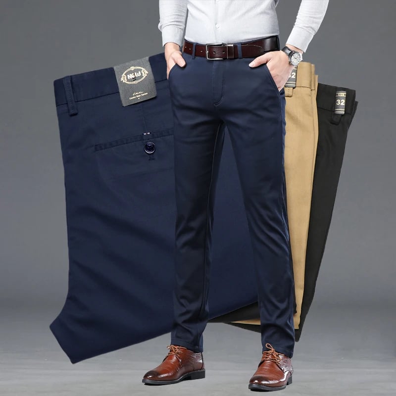 Pánské letní slim kalhoty bavlněné business casual zelené černé khaki velikost 30-40