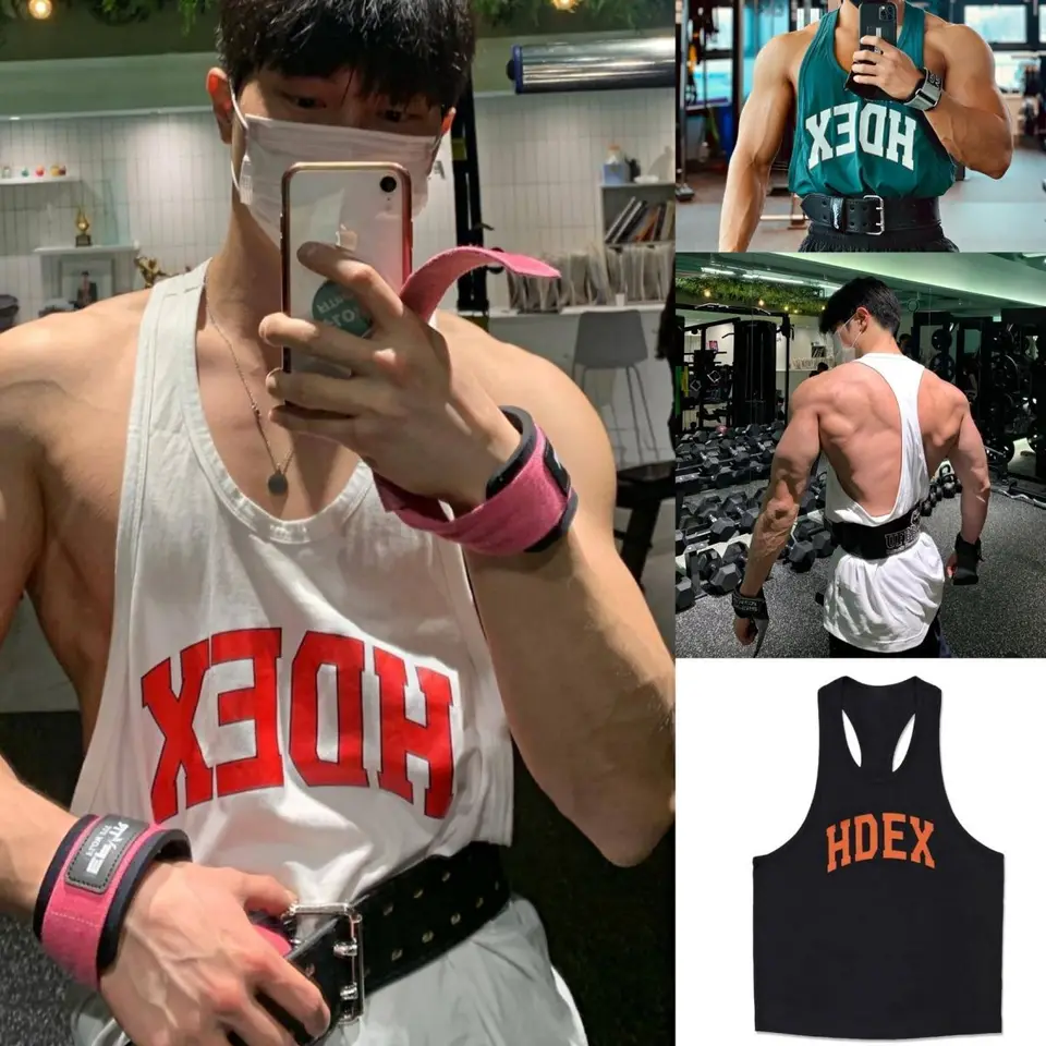 Pánské fitness tílko na ramínka slim fit bez rukávů pro kulturistiku a trénink