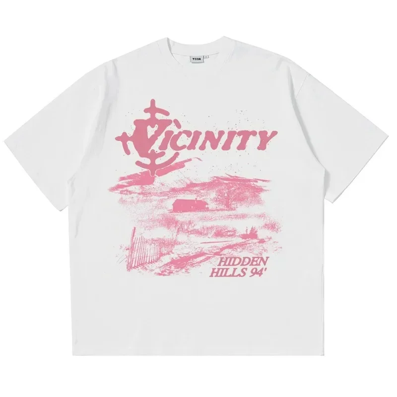 Dámské oversized tričko vintage Y2K grafické kórejská móda krátký rukáv harajuku top
