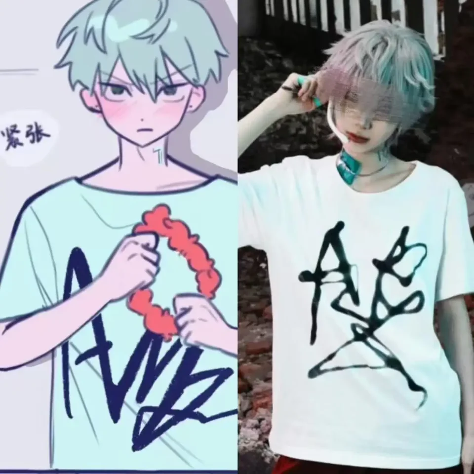 Dámské tričko s manga potiskem streetwear Y2K retro styl 2000s oblečení