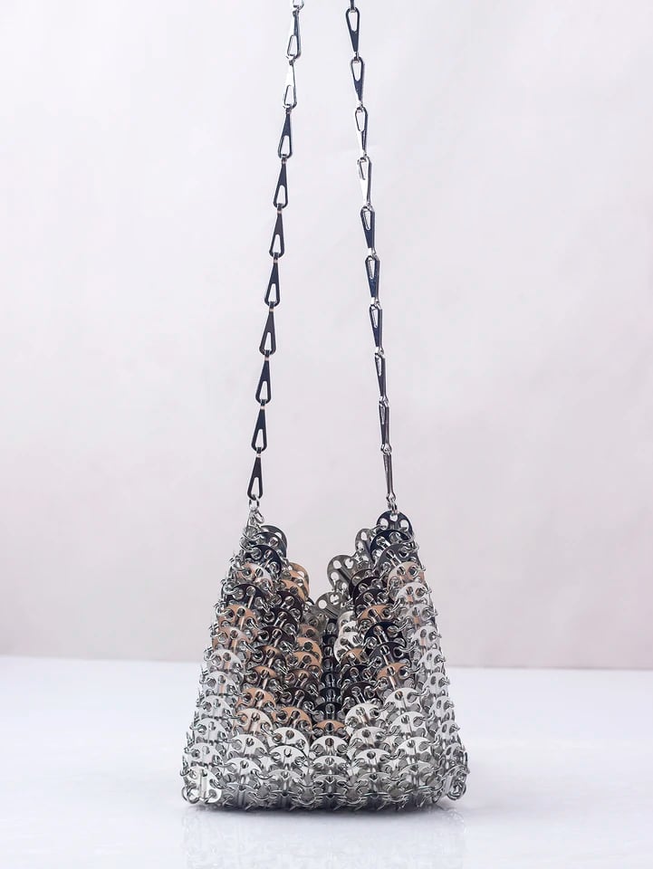 Dámská crossbody kabelka s flitry a řetízkem - kovové flitry velká kapacita DIY móda