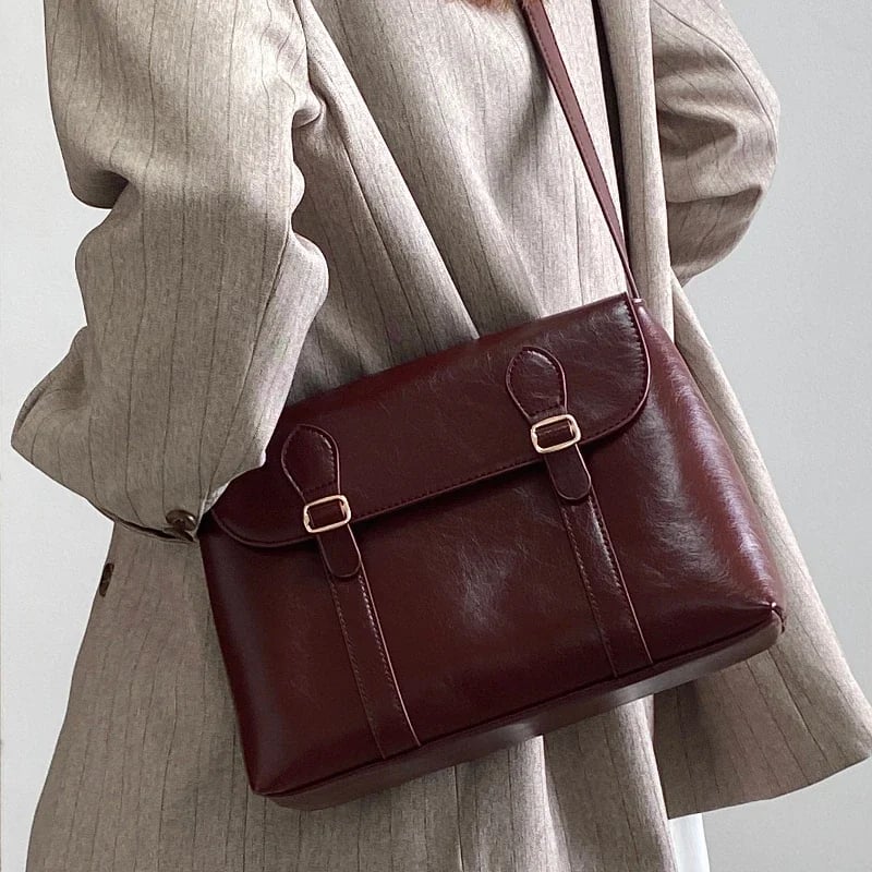 Dámská kabelka přes rameno vintage PU kůže velká kapacita tote taška messenger