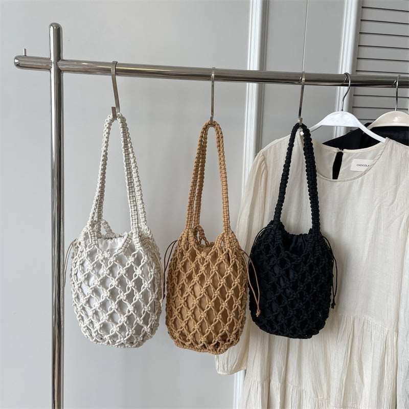 Dámská pletená kabelka na zápěstí - mini taška casual styl nákupní taška